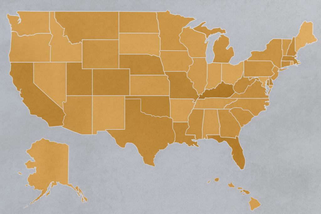 State-by-state United States map used to explain signature requirements for constitutional reform