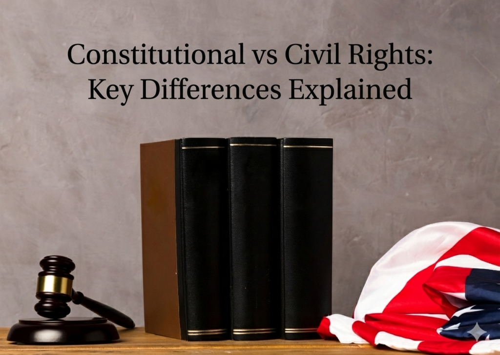 Constitutional vs. civil rights explained, highlighting key differences in legal protections and individual freedoms.